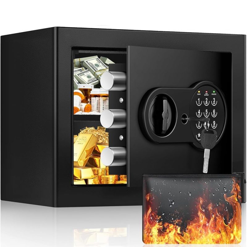 1.2 Cu Ft Home Safe, Small Safe Box with Fireproof Waterproof Bags ...